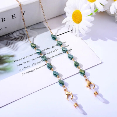 2024. gada jauna rotaslietu mode sievietēm Modernas saulesbrilles ķēdes maskas turētājs Bohēmijas kristāla stikla fāzēm brilles ķēdes auklas dāvanas