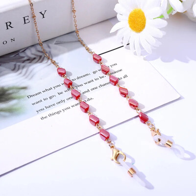 2024. gada jauna rotaslietu mode sievietēm Modernas saulesbrilles ķēdes maskas turētājs Bohēmijas kristāla stikla fāzēm brilles ķēdes auklas dāvanas