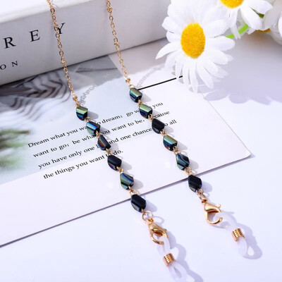 2024. gada jauna rotaslietu mode sievietēm Modernas saulesbrilles ķēdes maskas turētājs Bohēmijas kristāla stikla fāzēm brilles ķēdes auklas dāvanas