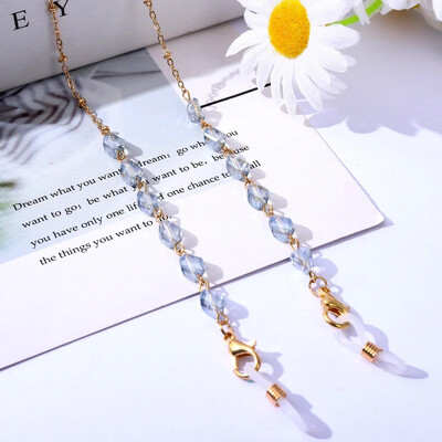 2024. gada jauna rotaslietu mode sievietēm Modernas saulesbrilles ķēdes maskas turētājs Bohēmijas kristāla stikla fāzēm brilles ķēdes auklas dāvanas