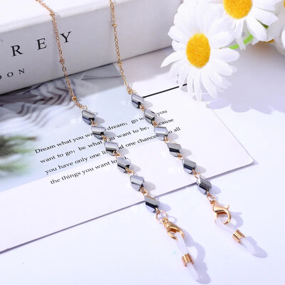 2024. gada jauna rotaslietu mode sievietēm Modernas saulesbrilles ķēdes maskas turētājs Bohēmijas kristāla stikla fāzēm brilles ķēdes auklas dāvanas