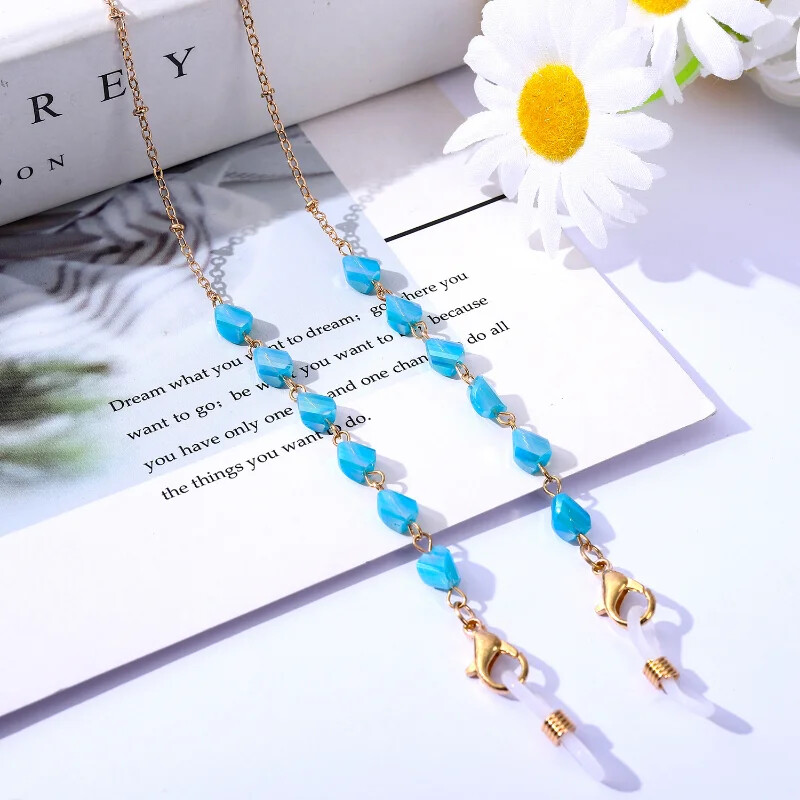 2024. gada jauna rotaslietu mode sievietēm Modernas saulesbrilles ķēdes maskas turētājs Bohēmijas kristāla stikla fāzēm brilles ķēdes auklas dāvanas