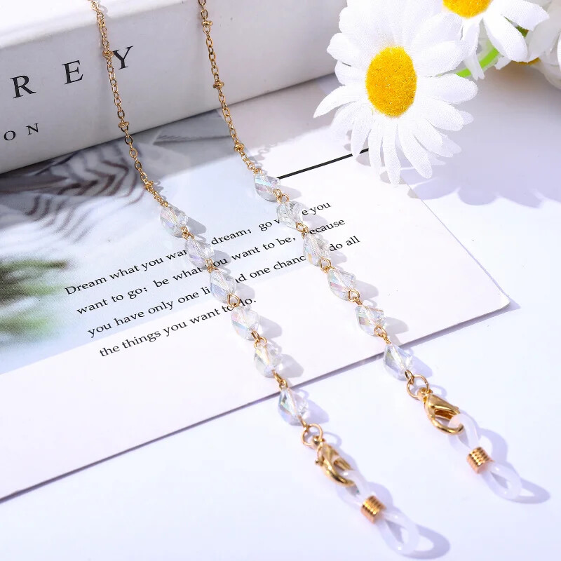 2024. gada jauna rotaslietu mode sievietēm Modernas saulesbrilles ķēdes maskas turētājs Bohēmijas kristāla stikla fāzēm brilles ķēdes auklas dāvanas