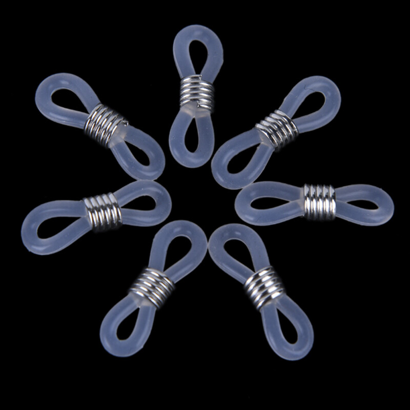 100 gab. Plastmasas silikona brilles ķēde Pretslīdēšanas gumijas gredzens Gumijas gredzena siksnas cilpiņas silikona brillēm Joslas virve