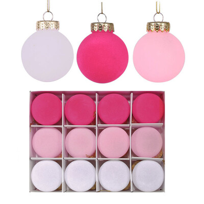 Χριστουγεννιάτικα βελούδινα στολίδια για μπάλες 12 τμχ Σετ χριστουγεννιάτικα στολίδια για χριστουγεννιάτικο δέντρο 6 εκατοστών με θηλιά Χριστουγεννιάτικη κρεμαστή διακόσμηση για πάρτι σπιτιού