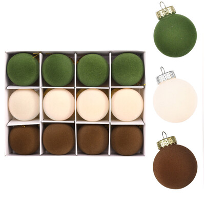 Χριστουγεννιάτικα βελούδινα στολίδια για μπάλες 12 τμχ Σετ χριστουγεννιάτικα στολίδια για χριστουγεννιάτικο δέντρο 6 εκατοστών με θηλιά Χριστουγεννιάτικη κρεμαστή διακόσμηση για πάρτι σπιτιού