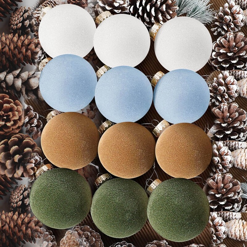 Χριστουγεννιάτικα βελούδινα στολίδια για μπάλες 12 τμχ Σετ χριστουγεννιάτικα στολίδια για χριστουγεννιάτικο δέντρο 6 εκατοστών με θηλιά Χριστουγεννιάτικη κρεμαστή διακόσμηση για πάρτι σπιτιού