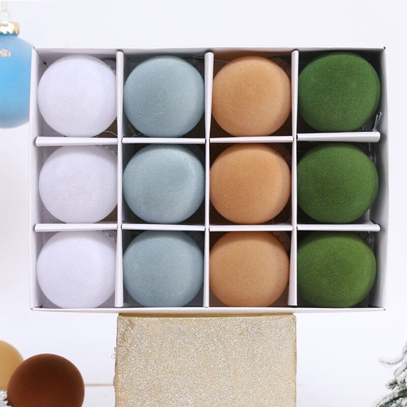 Χριστουγεννιάτικα βελούδινα στολίδια για μπάλες 12 τμχ Σετ χριστουγεννιάτικα στολίδια για χριστουγεννιάτικο δέντρο 6 εκατοστών με θηλιά Χριστουγεννιάτικη κρεμαστή διακόσμηση για πάρτι σπιτιού