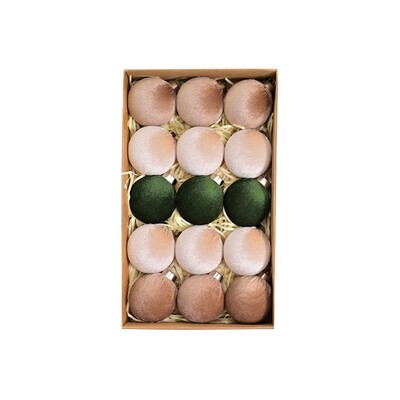 15gab 6cm samta Ziemassvētku bumbiņu kulons, neplīstošs, flokētas Ziemassvētku piekārtas bumbiņas, atkārtoti lietojamas Ziemassvētku eglīšu rotājumi