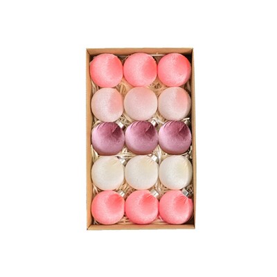 15gab 6cm samta Ziemassvētku bumbiņu kulons, neplīstošs, flokētas Ziemassvētku piekārtas bumbiņas, atkārtoti lietojamas Ziemassvētku eglīšu rotājumi