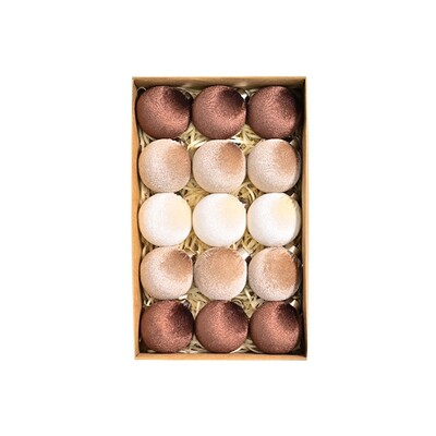 15gab 6cm samta Ziemassvētku bumbiņu kulons, neplīstošs, flokētas Ziemassvētku piekārtas bumbiņas, atkārtoti lietojamas Ziemassvētku eglīšu rotājumi