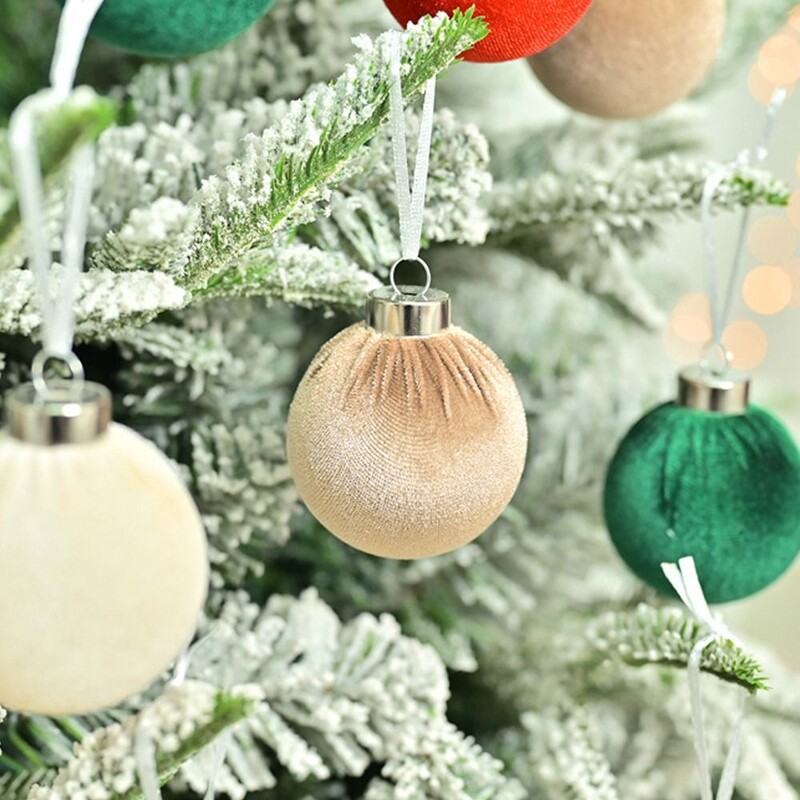 15gab 6cm samta Ziemassvētku bumbiņu kulons, neplīstošs, flokētas Ziemassvētku piekārtas bumbiņas, atkārtoti lietojamas Ziemassvētku eglīšu rotājumi