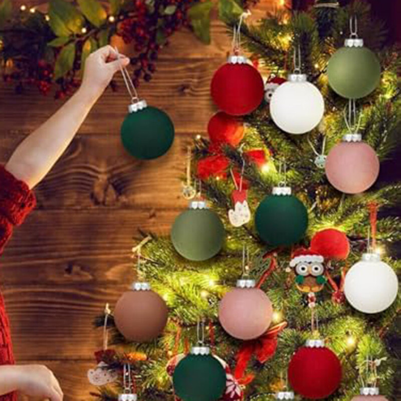 12db 6 cm-es bársony karácsonyi bálok bolyhos karácsonyfára akasztó díszek otthoni dekorációhoz 2025. évi karácsonyi buli