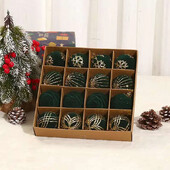 6cm 16vnt Vyno raudonumo flokuojantys kalėdinio rutulio papuošalai žaliai balti Kalėdų eglutės vakarėlio puošmena Nauji kalėdiniai sferos pakabukas