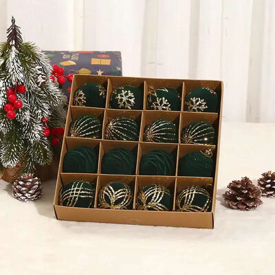 6cm 16vnt Vyno raudonumo flokuojantys kalėdinio rutulio papuošalai žaliai balti Kalėdų eglutės vakarėlio puošmena Nauji kalėdiniai sferos pakabukas