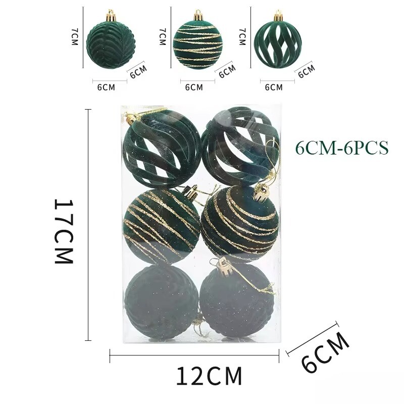 6/12 τεμ. 6 εκ. Κόκκινο κρασί Χριστουγεννιάτικα στολίδια χριστουγεννιάτικης μπάλας Σκούρο Πράσινο Λευκό Διακόσμηση χριστουγεννιάτικου δέντρου Νέο μενταγιόν Χριστουγεννιάτικες σφαίρες