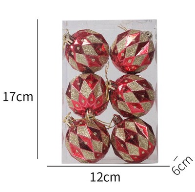 6CM6 vnt Auksiniai raudoni kalėdiniai rutuliai Kalėdų eglutėje kabantis didelis rutulinis pakabukas namų dekoravimui Kalėdų vakarėlio dekoravimui