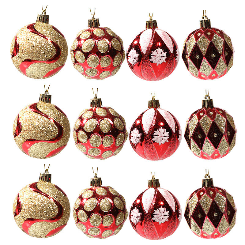 6CM6 vnt Auksiniai raudoni kalėdiniai rutuliai Kalėdų eglutėje kabantis didelis rutulinis pakabukas namų dekoravimui Kalėdų vakarėlio dekoravimui