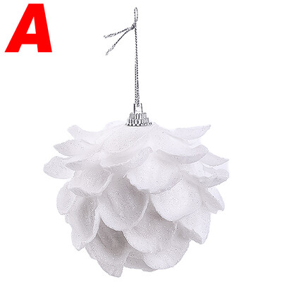 3–9 vnt. balto putplasčio kalėdinės eglutės ornamentas, apvalus žiedlapis, blizgantis sniego kamuoliukas, skirtas šventinėms vestuvių vakarėliams pakabinti