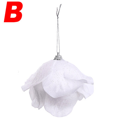 3–9 vnt. balto putplasčio kalėdinės eglutės ornamentas, apvalus žiedlapis, blizgantis sniego kamuoliukas, skirtas šventinėms vestuvių vakarėliams pakabinti