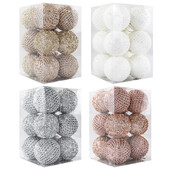 12 bucăți 8 cm bile de pom de Crăciun ornamente mari sclipici alb roșu brad de Crăciun agățat pandantiv decor pentru acasă 2025 cadou de Anul Nou