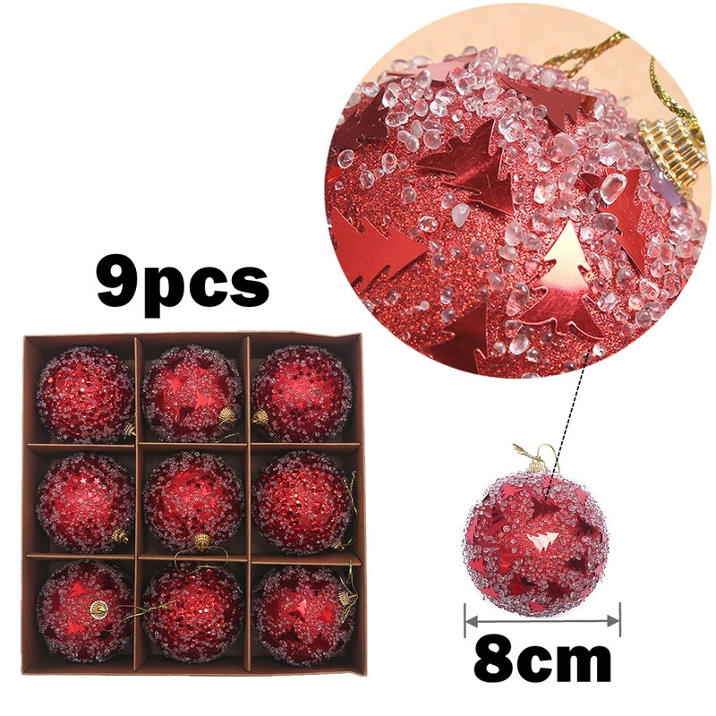 8 cm inkrustuotas krištolinis didelis kalėdinis rutulys Kūrybiniai kabantys Kalėdų eglutės papuošalai šventiniai kabantys papuošimai