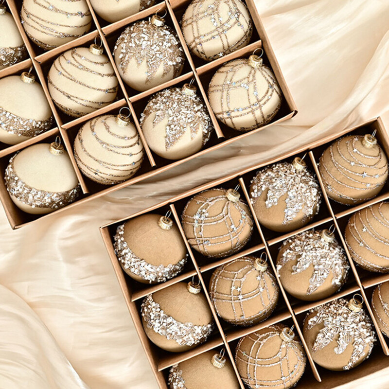 Χριστουγεννιάτικα στολίδια χριστουγεννιάτικου δέντρου Σετ 12 6cm Flocking Velvet Diamond Sequin Balls για διακοσμήσεις εσωτερικού και εξωτερικού χώρου