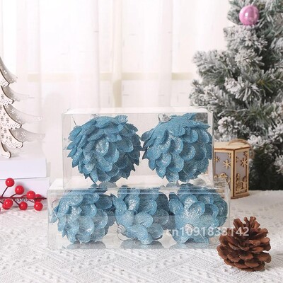 8/10 cm Kalėdų eglutės kabantys blizgantys rutuliukai žiedlapių formos kankorėžių rutulinis pakabukas namams Navidad vakarėlio dekoravimui Naujieji 2023 m.