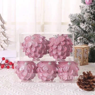 8/10 cm Kalėdų eglutės kabantys blizgantys rutuliukai žiedlapių formos kankorėžių rutulinis pakabukas namams Navidad vakarėlio dekoravimui Naujieji 2023 m.