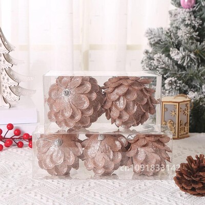 8/10 cm Kalėdų eglutės kabantys blizgantys rutuliukai žiedlapių formos kankorėžių rutulinis pakabukas namams Navidad vakarėlio dekoravimui Naujieji 2023 m.