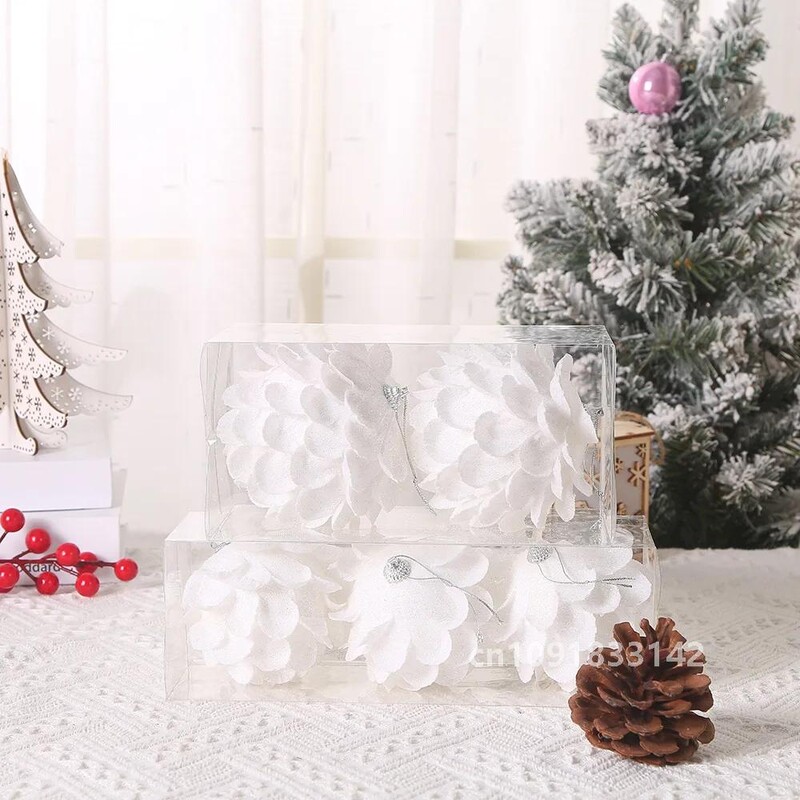 8/10 cm Kalėdų eglutės kabantys blizgantys rutuliukai žiedlapių formos kankorėžių rutulinis pakabukas namams Navidad vakarėlio dekoravimui Naujieji 2023 m.