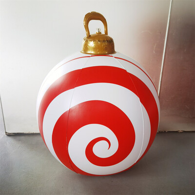 60 εκ. Χριστουγεννιάτικη φουσκωτή διακοσμημένη καραμέλα Μπάλα εξωτερικού χώρου Pvc Γιγαντιαία μεγάλες μεγάλες μπάλες Στολίδι Γιορτινή αυλή Διακόσμηση βεράντας γκαζόν