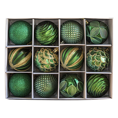 12 vnt. 6 cm Kalėdų rutulio papuošalai Kalėdų eglutės kabantis pakabukas Kalėdų papuošimams 2025 Navidad Naujųjų Metų dovanos Žalia Rožinė