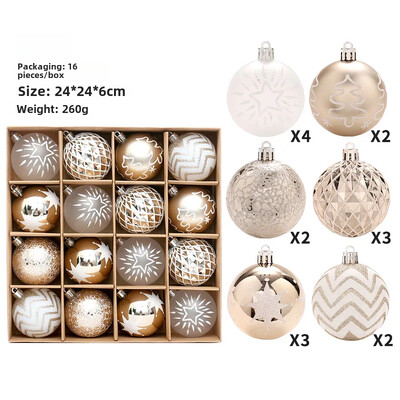 Naujas tarpvalstybinis produktas Šampanas Baltas kalėdinis rutulinis kostiumas Kalėdų eglutės puošimas Kabantys papuošalai Namų vakarėlio dekoras