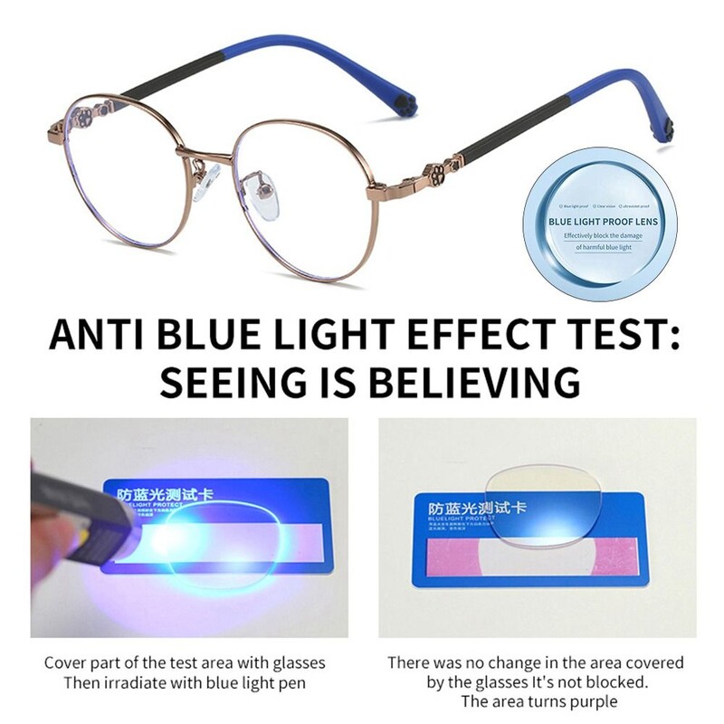 1PC apaļas anti-zilas gaismas bērnu brilles bērniem zēniem meitenes datoram acu aizsardzības brilles īpaši vieglas rāmja brilles