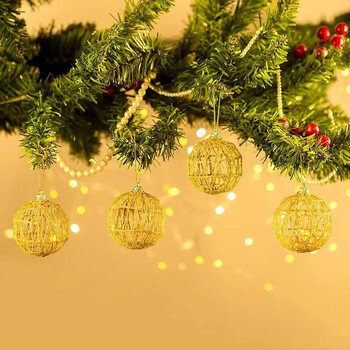 6PCS Christmas Xmas Tree Gold Ball Baubles Висящи парти орнаменти Decoration Navidad Golden Dusted Christmas Ball with lusters