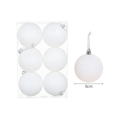 12/6 τεμ. Λευκές χριστουγεννιάτικες μπάλες Χριστουγεννιάτικα στολίδια κρεμαστά Χριστουγεννιάτικο δέντρο Glitter Χριστουγεννιάτικα μενταγιόν μπιχλιμπίδι με μπάλα Διακόσμηση σπιτιού Πρωτοχρονιάτικα δώρα Noel