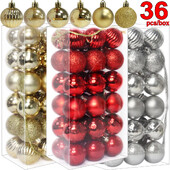 36 τμχ /κουτί 4 εκ. Χριστουγεννιάτικες μπάλες Στολίδια Χριστουγεννιάτικα μενταγιόν Κρεμαστά Δέντρα Μπαλάκια Διακόσμηση πάρτι για Φεστιβάλ Σπιτιού Προμήθειες δώρου