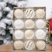 12 τμχ/κουτί Κόκκινο Σκούρο Πράσινο Λευκό Βελούδινο Χριστουγεννιάτικες Μπάλες Διακόσμηση Χριστουγεννιάτικου Δέντρου Μπάλες Κρεμαστά Στολίδια Χριστουγεννιάτικη διακόσμηση βελούδινη μπάλα