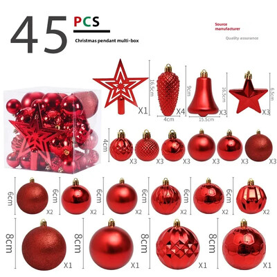 Hot 45 DB 4/6/8CM Tree Top Star karácsonyi bál karácsonyfa medál szett csomag karácsonyi díszek 2025 újévi Navidad ajándékok