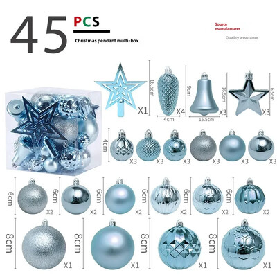 Hot 45 DB 4/6/8CM Tree Top Star karácsonyi bál karácsonyfa medál szett csomag karácsonyi díszek 2025 újévi Navidad ajándékok
