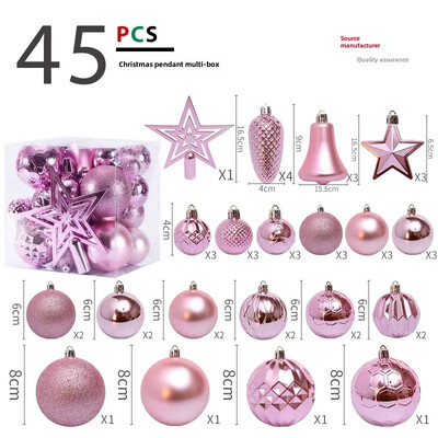 Hot 45 DB 4/6/8CM Tree Top Star karácsonyi bál karácsonyfa medál szett csomag karácsonyi díszek 2025 újévi Navidad ajándékok