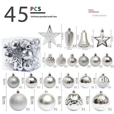 Hot 45 DB 4/6/8CM Tree Top Star karácsonyi bál karácsonyfa medál szett csomag karácsonyi díszek 2025 újévi Navidad ajándékok