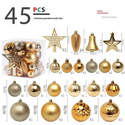 Hot 45 DB 4/6/8CM Tree Top Star karácsonyi bál karácsonyfa medál szett csomag karácsonyi díszek 2025 újévi Navidad ajándékok