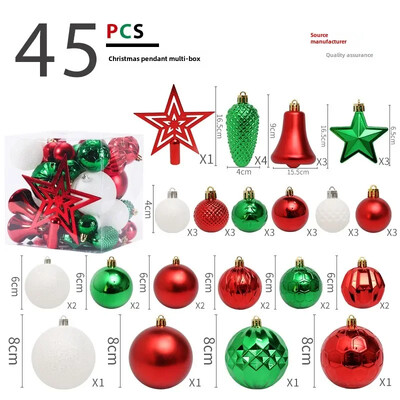 Hot 45 DB 4/6/8CM Tree Top Star karácsonyi bál karácsonyfa medál szett csomag karácsonyi díszek 2025 újévi Navidad ajándékok