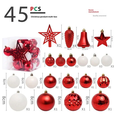 Hot 45 DB 4/6/8CM Tree Top Star karácsonyi bál karácsonyfa medál szett csomag karácsonyi díszek 2025 újévi Navidad ajándékok