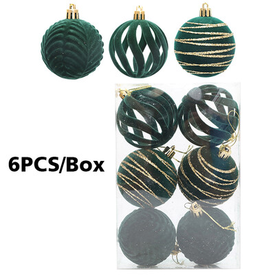 6 τεμάχια/Κουτί Flocked Χριστουγεννιάτικη Μπάλα Χριστουγεννιάτικο Δέντρο Κρεμαστά στολίδια Βελούδινες μπάλες για το Χριστουγεννιάτικο πάρτι στο σπίτι της Πρωτοχρονιάς