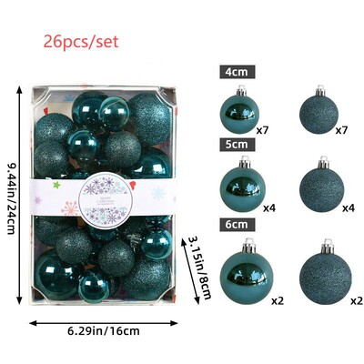 26 τμχ Χριστουγεννιάτικες μπάλες ζωγραφισμένες Χριστουγεννιάτικες στολίδια με κρεμαστά σχοινιά για διακόσμηση χριστουγεννιάτικου πάρτι