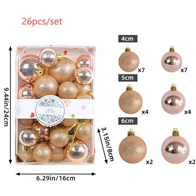 26 τμχ Χριστουγεννιάτικες μπάλες ζωγραφισμένες Χριστουγεννιάτικες στολίδια με κρεμαστά σχοινιά για διακόσμηση χριστουγεννιάτικου πάρτι