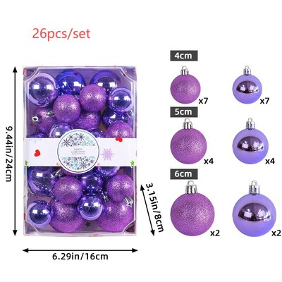 26 τμχ Χριστουγεννιάτικες μπάλες ζωγραφισμένες Χριστουγεννιάτικες στολίδια με κρεμαστά σχοινιά για διακόσμηση χριστουγεννιάτικου πάρτι